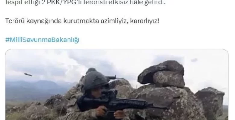 Ulusal Savunma Bakanlığı, Zeytin Kolu bölgesinde 2 PKK/YPG’li teröristi etkisiz hale getirdi