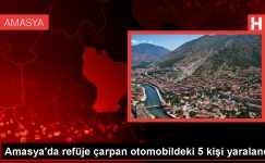 Amasya’da araba refüje çarptı: 5 yaralı