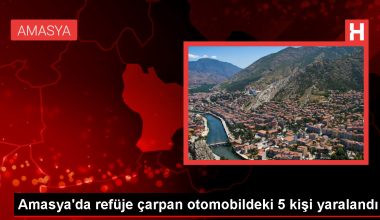 Amasya’da araba refüje çarptı: 5 yaralı